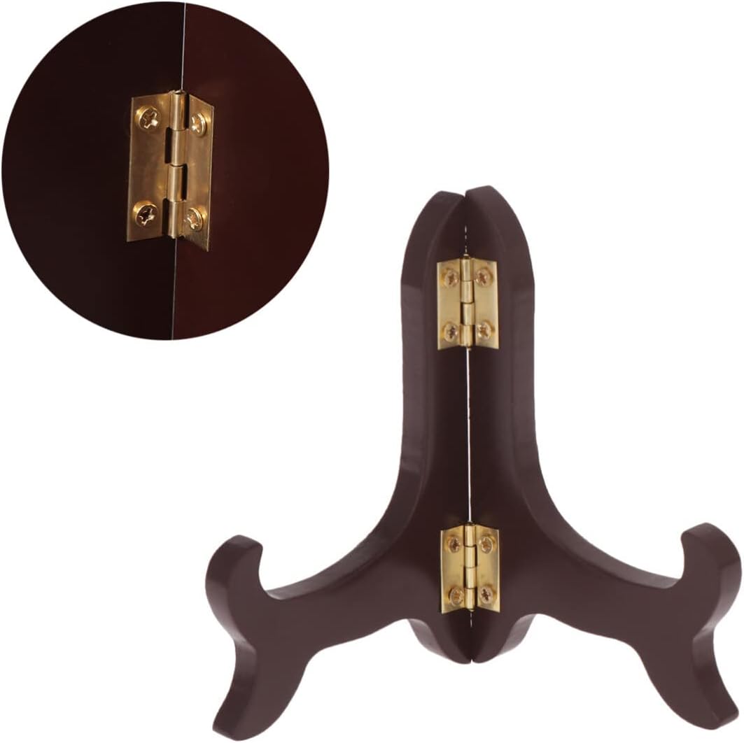 NOLITOY Vintage Wooden Plate Display Stand, 4 Inch Tabletop Holder for Pictures, Frames, and Plates
