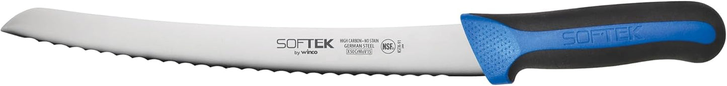 Winco Sof-Tek Bread Knife, 9-1/2" Soft Grip Handle