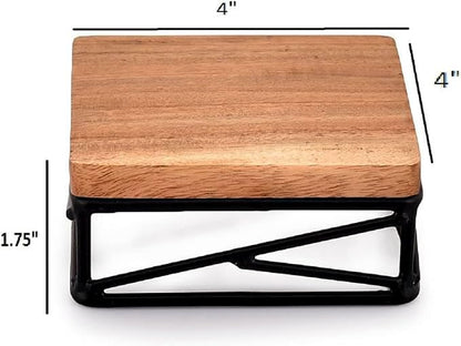 NIRMAN Counter/Plant Set 2 4" 4" 1.75") Riser Square Display Wooden Base Stand for Kitchen/Bathroom Stand of ( x x