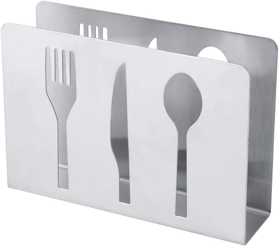 Fdit Stainless Steel Napkin Holder, Decorative Paper Cocktail Rack for Kitchen Countertops, Dinner Tables Organizer