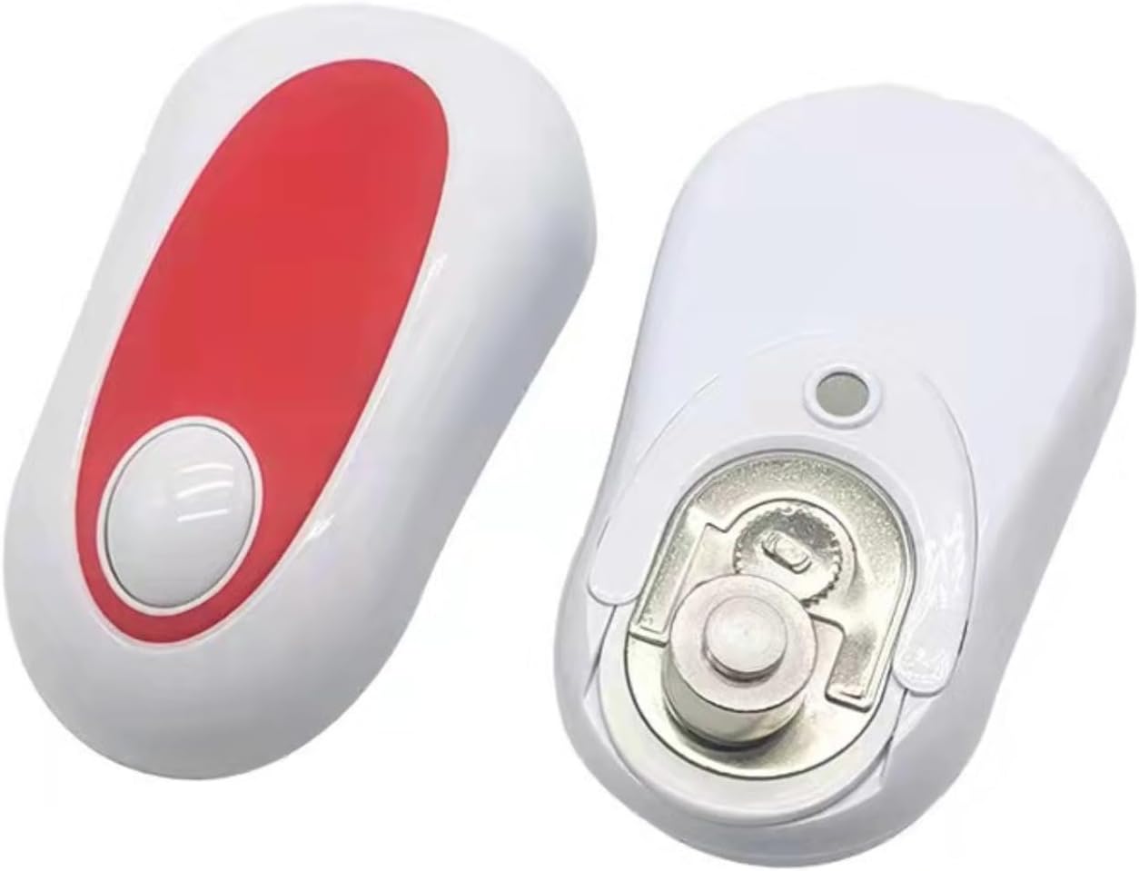 Electric Can Opener, Battery Operated for Seniors, Automatic One Touch Opener for Kitchen, Red with White