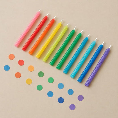 Cwise - 50-Count Spiral Birthday Cake Candles – Mini Pastel Rainbow Spiral Candles for Cake or Cupcake – 25 Unique Colors (2 of Each Color)