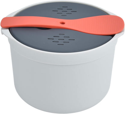 Microwave Rice Cooker Set, 2L Food Grade PP Material, Rice Spoon, Lid, Strainer, Steaming Pot for Home Meal Prep