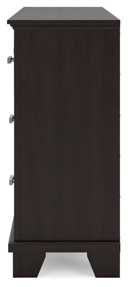 Signature Design by Ashley Covetown Contemporary 7 Drawer Dresser with Safety Stop for Bedroom, Dark Brown