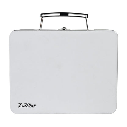 Luwint Tin Storage Box with Handle Small Metal Fun Box Retro Sturdy Tin Box Decorative Keepsake Case with Lid (Tower)