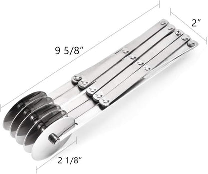 Stainless Steel 5 Wheel Pastry Cutter - Adjustable Baking Cutter Roller, Cookie Dough Divider, Pizza Slicer, 9.0x2.0