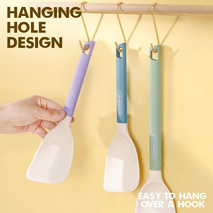 Silicone Mini Spatula with Stainless Steel Inner Core, Flexible Beveled Turner, Heat Resistant Cooking Utensils