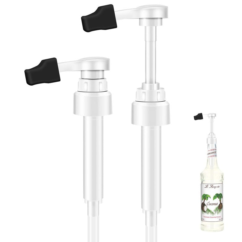 2pcs White Syrup Pump 750ml Glass Bottle White Coffee Syrup Pump with Tip Cap(2) Compatible with Monin Glass Bottles
