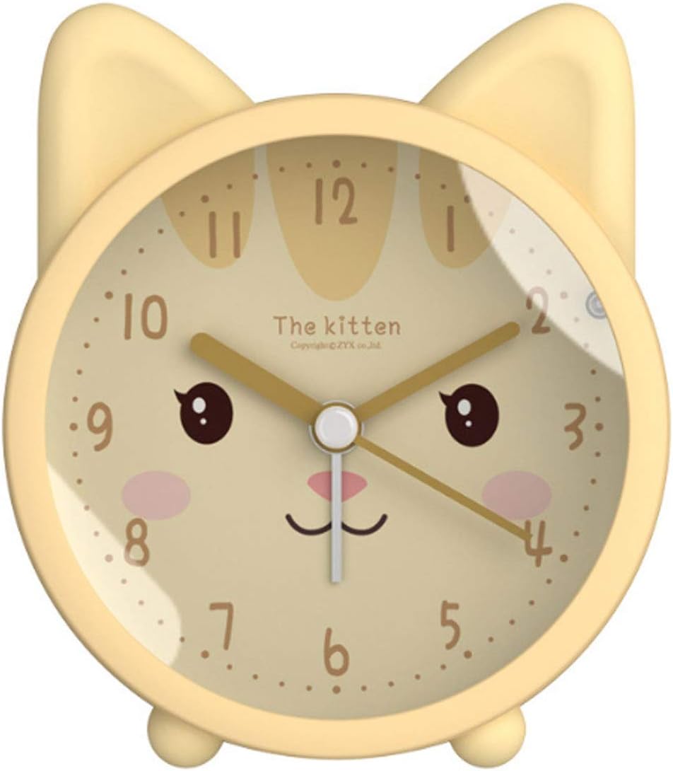 3" Cartoon Animal Alarm Clock, Silicon Analog Silent Non-Ticking Backlight Desk Clock