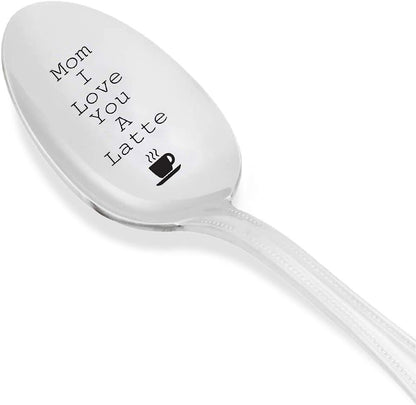 Mom I Love You a Latte Spoon Gift with "Cup" Sign Engraved - Birthday Gifts for Mom, Women, Mothers Day