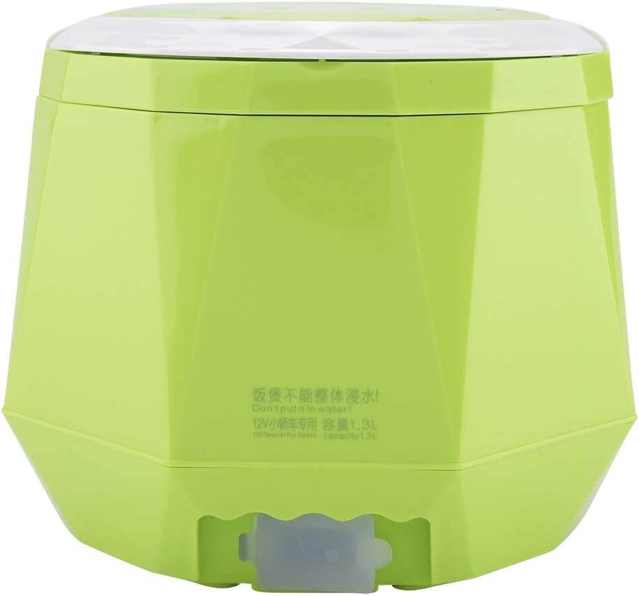 Electric Rice Cooker, Portable Food Steamer, Mini Travel Rice Cooker, 12V 100W, 1.3 L, Green