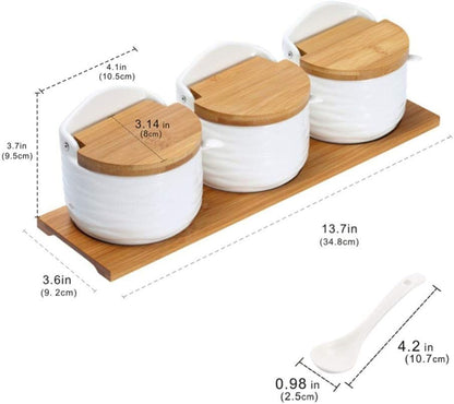 Set,Ceramic Home,8.8 oz 260ML June Sky Sugar and Cream Sugar Containers with Lid and Spoon - Porcelain White Salt