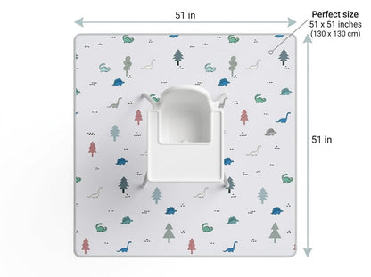 51” Baby Splat Mat for Under High Chair/Arts/Crafts, WOMUMON Washable Waterproof Anti-Slip Floor Splash Mat, Portable Wipeable Spill Mat and Table Cloth