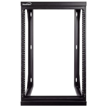 NavePoint 15U Open Frame Server Rack for 19" IT Network Equipment & A/V Devices, Free Standing or Wall Mount Rack with 180 Degrees Gate Swing, Black