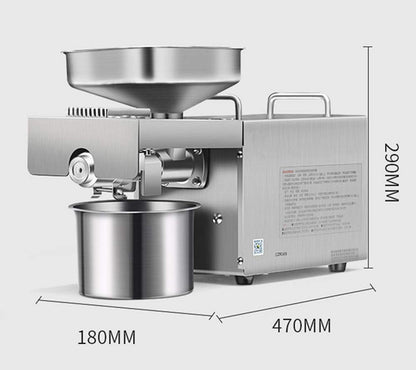 CGOLDENWALL 1500W Commercial Automatic Oil Press Machine Industrial Oil pressing machine Nuts Seeds Oil Presser Pressing Machine Cold Hot Press All Stainless Steel High Oil Extractor CE (Silver, 110V)