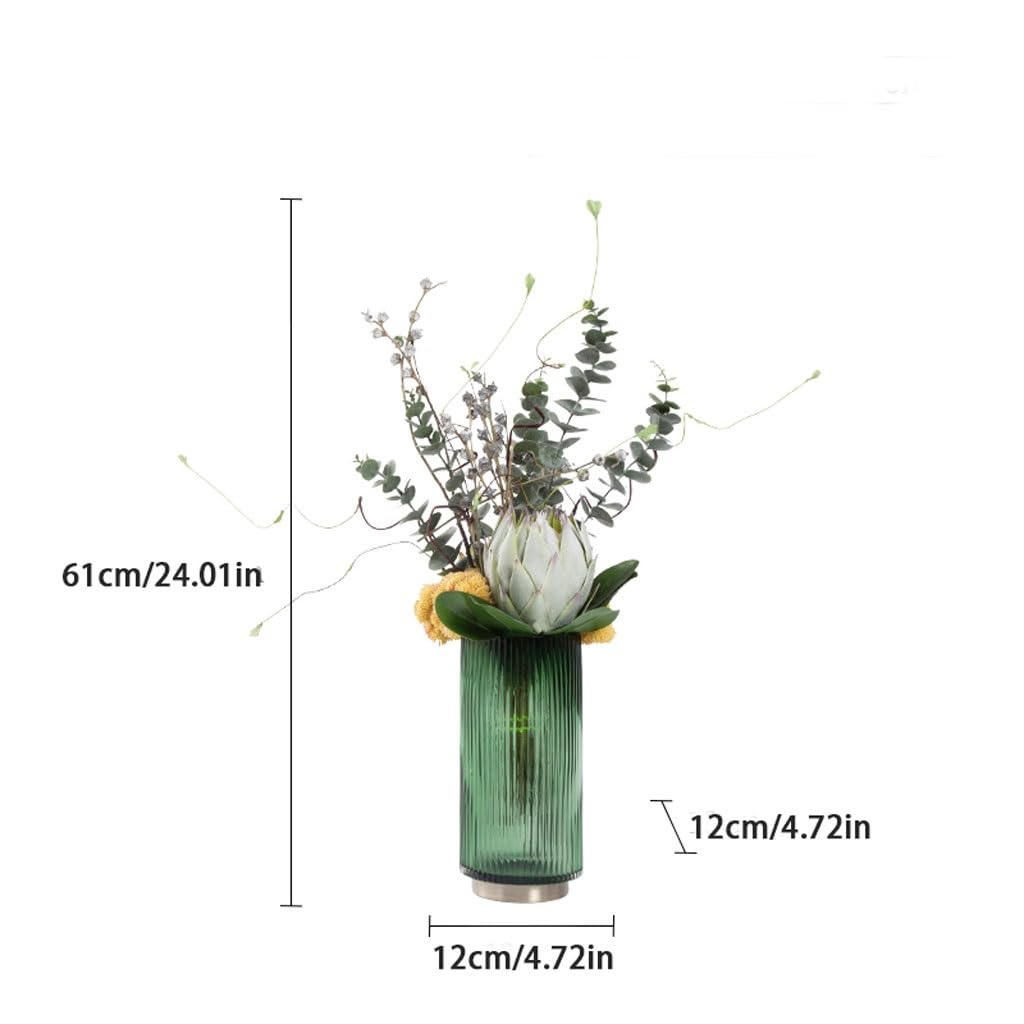 Artificial Bonsai Tree Nordic Light Luxury Simulation Flower Art Set Glass Vase Decoration Living Room Porch Dining Table Coffee Table Fake Flower Interior Decoration Artificial Plant Bonsai Tree(B)