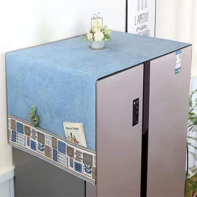 Fridge Dust Proof Cover, Multi-Purpose Washing Machine Top Cover with Storage Pockets, Non-Slip 71IN x 21IN/180CM x 55CM