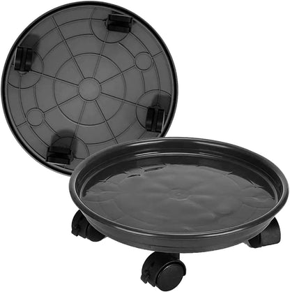 AWXYZ 2 Pack (14inch, Plant Caddy with Wheels,Round Potted Rolling Plant Stand with Wheels Heavy Duty Flower Pot Rack