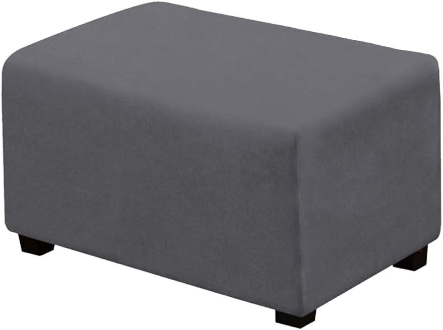 VIENLOVE Rectangle Ottoman Slipcover Luxury Suede Footstool Protector Covers Stretch with Elastic Bottom Feature