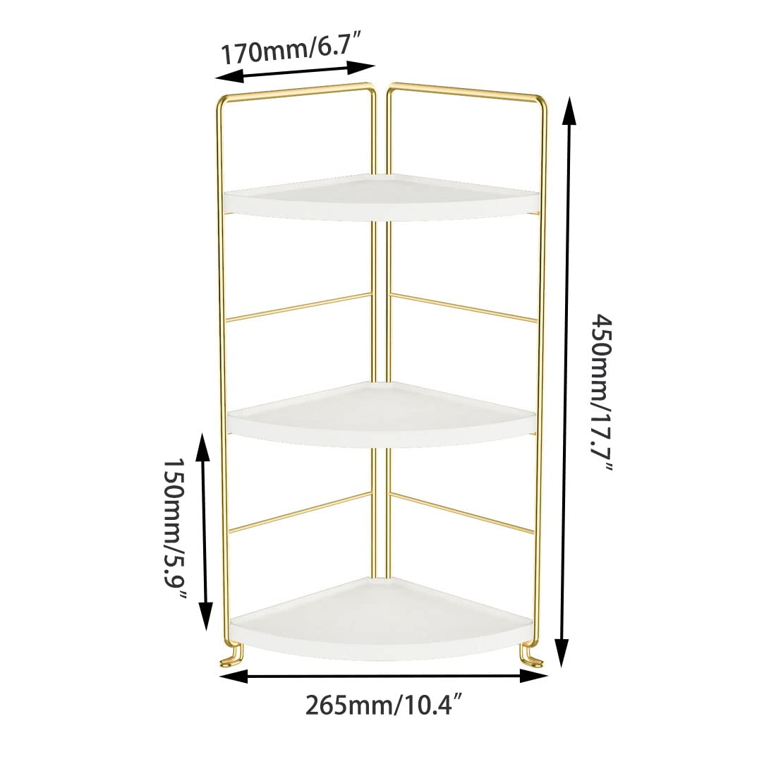 3-Tier Kitchen Spice Rack , Standing Rack,Triangle Bathroom Countertop Storage Shelf ,Cosmetic Organizer Holder , Stackable Cabinet Organizer , Kitchen Counter Shelf , Corner Spice Rack ,Golden