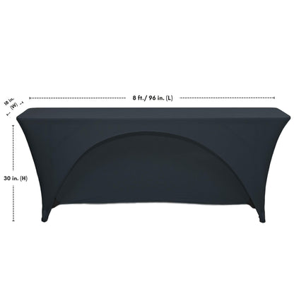 YOUR CHAIR COVERS - Spandex 8 Ft x 18 Inches, Narrow Classroom Open Back Rectangular Training Stretch Tablecloth - Black