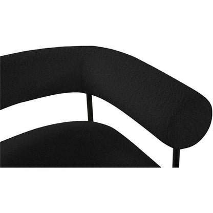 Meridian Furniture 527Black Blake Collection Modern | Contemporary Boucle Fabric Upholstered Accent Chair with Matte Black Frame, Black, 32" W x 28" D x 30.5" H