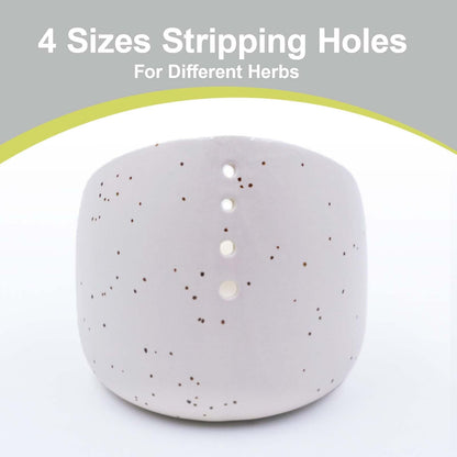 MGMGART White Ceramic Herb Stripping Bowl with Four Multi-Sized Holes -Efficient Kitchen Tool for Parsley, Basil, Rosemary, Mint, Thyme, Cilantro, Oregano - Handmade Pottery Gadget