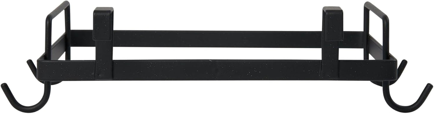 Sleek Black Metal Over-the-Door Trash Bag Holder for Home Organization