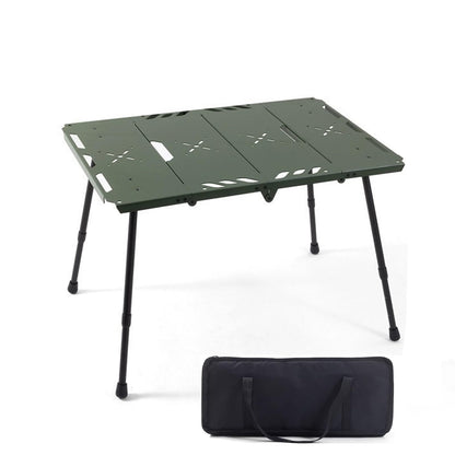 VRFTGHYJU Portable Folding Camping Table - Lightweight Aluminum Outdoor Table with Adjustable Legs for Picnic, Beach, and Fishing (Green)