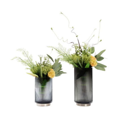 Nordic Light Luxury Simulation Flower Art Set Glass Vase Decoration Living Room Porch Dining Table Coffee Fake Interior Fake Plants(A)