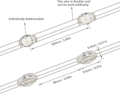 16.4ft 5m 50LEDs WS2812B DC5V BTF-LIGHTING Chasing Dream Full Color Twinkle Decorative Lights Addressable IC Fairy