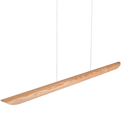55" Wood Linear Pendant Light, Dimmable Kitchen Island Light with Remote, 40W LED Island Lights for Kitchen, Adjustable Linear Chandelier for Dinning Room Light Fixture, Bar, Pool Table Light Natural