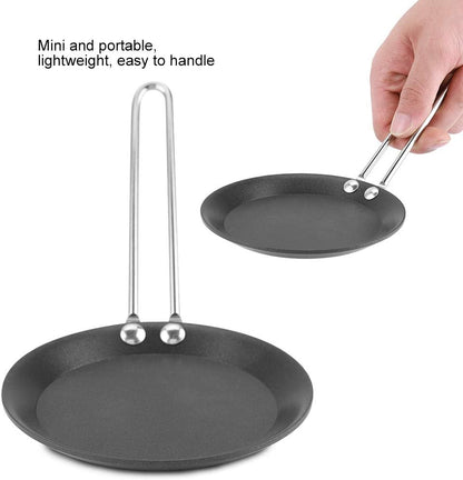 Zerodis Mini Egg Pan, Nonstick Frying Skillet for Household Pancakes, Steel Handle, Kitchen Camping Cookware