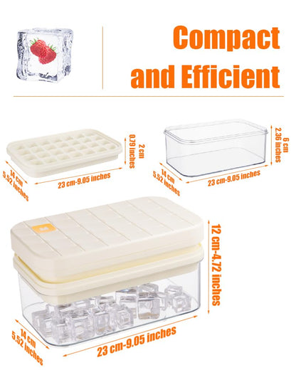 Brigii Ice Cube Tray with Lid&Bin, Ice Cube Mold with 56 Cubes, Stackable Ice Trays for Freezer with Easy-Release Silicone Bottom, for Drinks, Coffee, cocktail