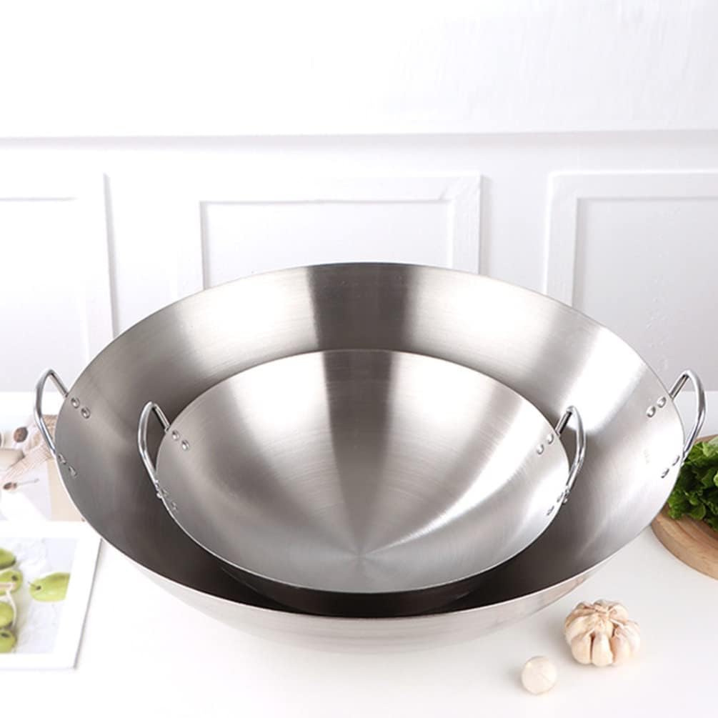 DOITOOL Stainless Steel Wok, 11 Inch Non-Stick Frying Pan, Dual Handle Kitchen Cookware