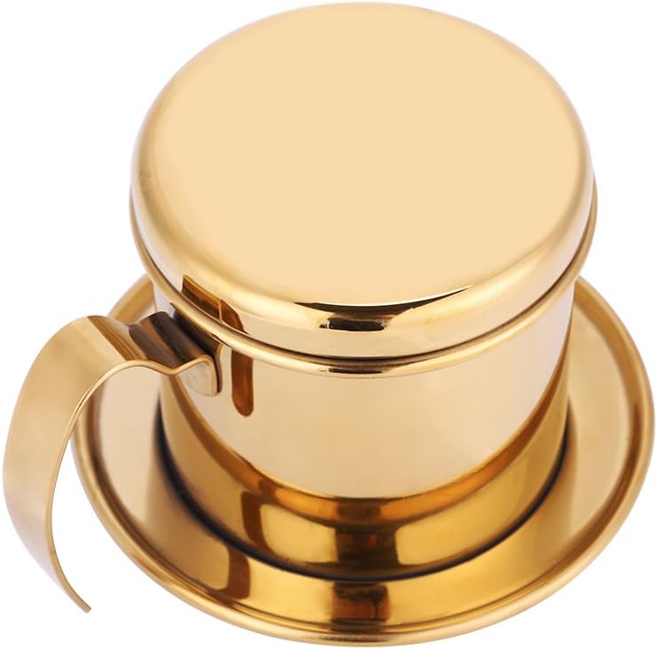 Vietnamese Coffee Filter Maker, Stainless Steel Drip Filter Cup for Home Office Cafe (Gold)