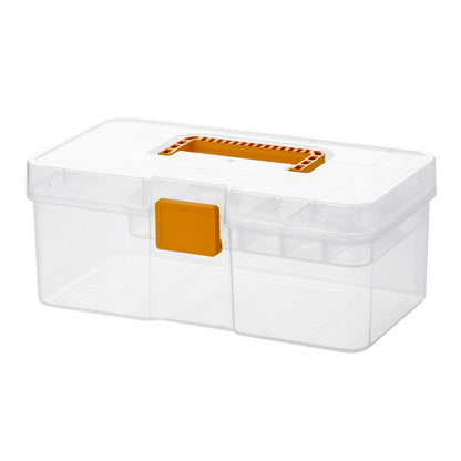 Vidifor Plastic Clear Portable Handled Storage Box with Adjustable Dividers Art Supply Organizer Multipurpose Home Utility Box for Craft, Sewing, Medicine, Makeup, Office Supplies (L, Clear)
