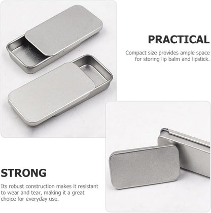 Hemoton 20pcs Rectangular Slide Top Tinplate Box, Sliding Cover Push-Pull Tin Box for Candies Jewelry Crafts Lip Balm