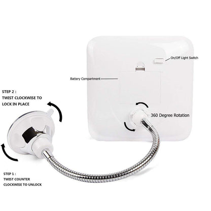 SunplusTrade Makeup Mirror with LED Lights and Magnification, Portable Cordless Design Suction Cup Mirror for Home and Travel with Flexible Gooseneck to Adjust to Any Position Easily