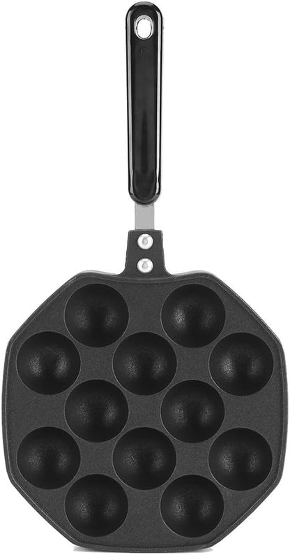 Iwatani Takoyaki Grill Pan, Large Octopus Ball Pan, 12 Cavities Non-Stick Aluminum, Big Takoyaki Maker