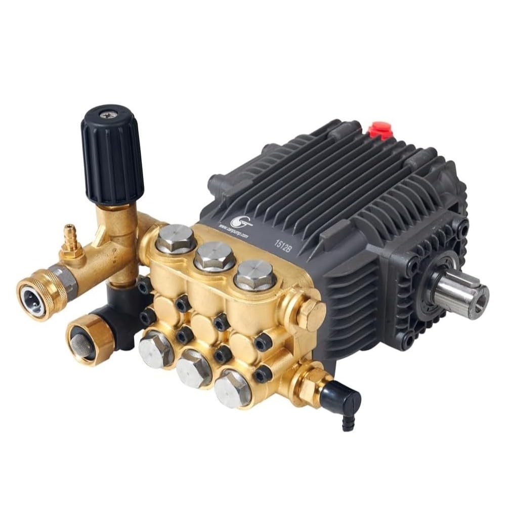Canpump CF 3230 S: 3200 psi @ 2.9 US gpm Belt-Drive Pressure Washer Pump with External Unloader, 24 mm Solid Shaft, Max 1725 RPM, Horizontal Triplex Pump