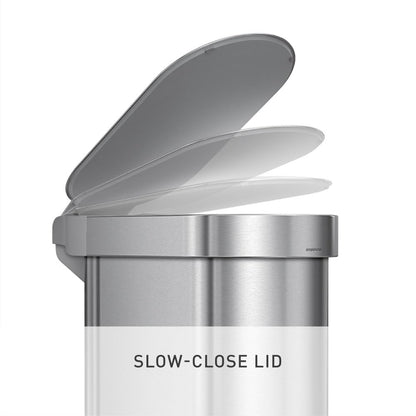 simplehuman 45 Liter / 12 Gallon Slim Hands-Free Kitchen Step Trash Can, Brushed Stainless Steel