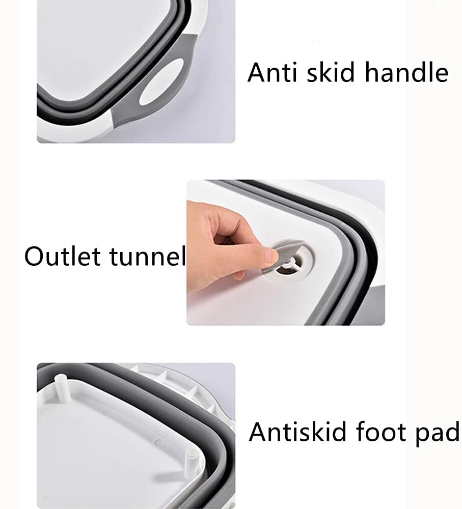 Folding Cutting Board with Draining Plug, Multi-Function Collapsible Basket for Washing Fruits and Vegetables