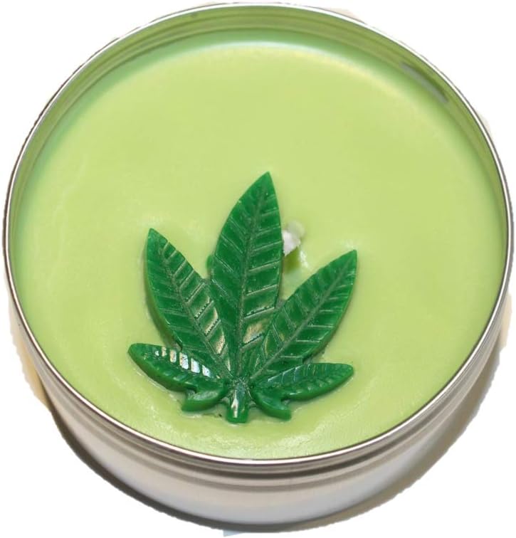 Natural Soy Candle Marijuana-Weed Scented, Green-Colored for Parties with Actual Marijuana Scent
