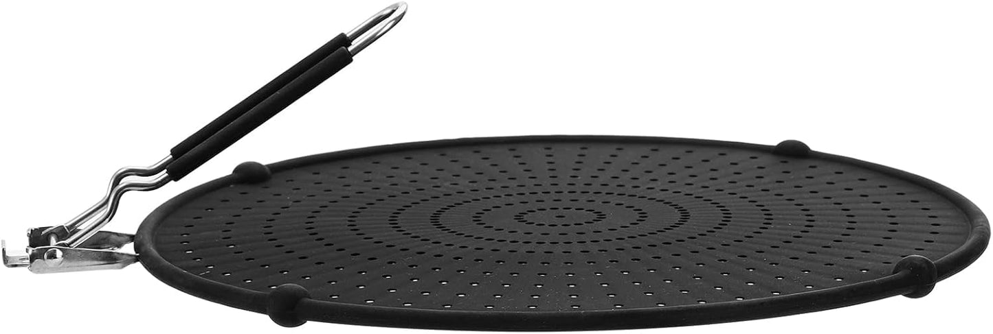 Frcctre 2 Pack Silicone Splatter Screen for Frying Pan, 13" Versatile Grease Splatter Guard with Foldable Handle, Food Grade Heat Resistant Oil Splash Guard, Cooling Mat, Drain Board for Cooking