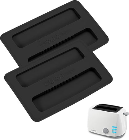 Toaster Cover 2 Slice, 2 Pack Silicone Toaster Covers, Washable Machine Cover for Kitchen Appliances (Black)