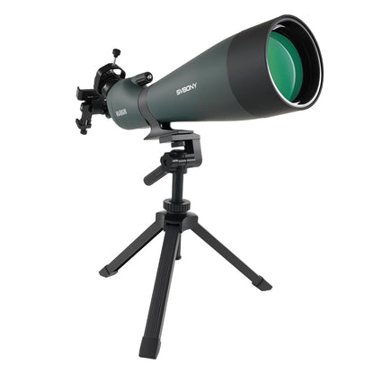 SVBONY SV28 100mm Spotting Scope, with Upgrade Tripod & 3-Axis Phone Adapter, Precise adjustment Aluminum Phone Adapter, Bold, elevable, 360° Adjustable Tripod, Scope for Target Shooting Bird Watching