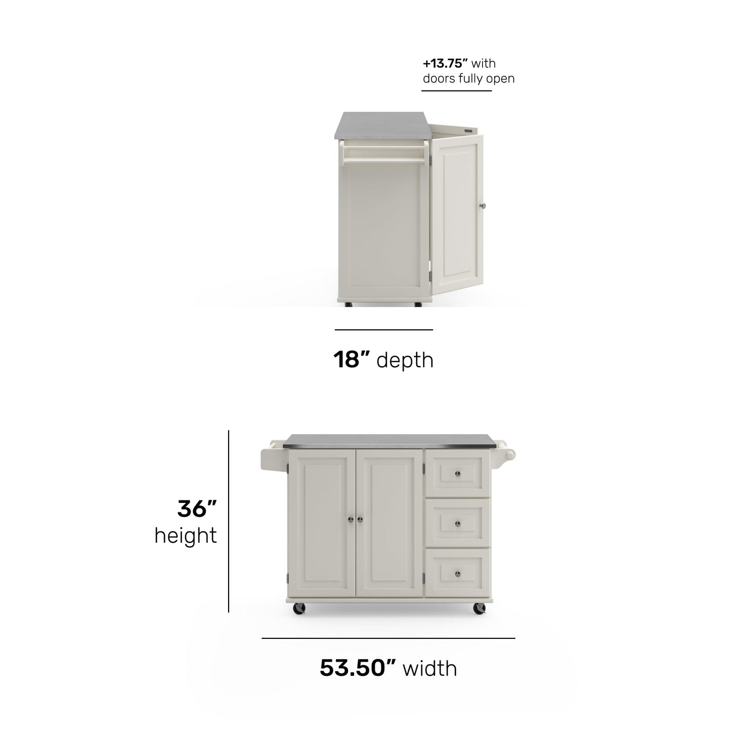 homestyles Dolly Madison Off-White Kitchen Cart