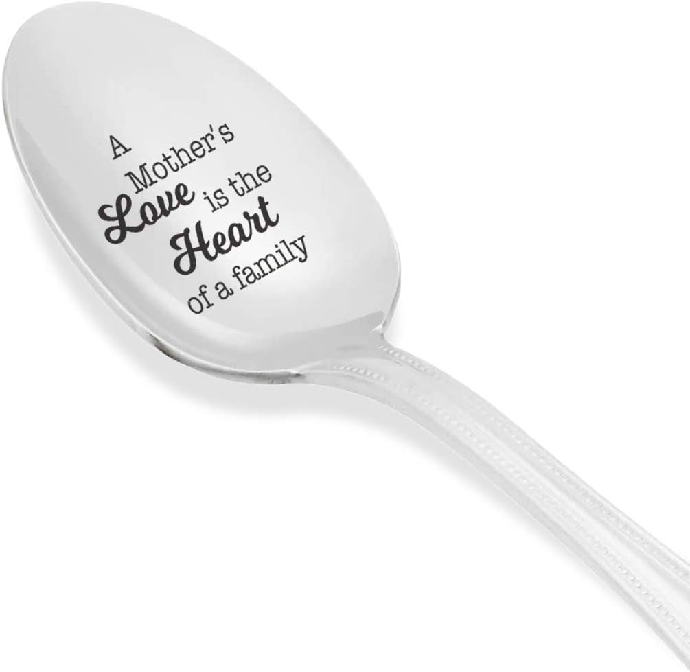 A Mother's Love Is The Heart Of A Family - Engraved Coffee Spoon Gift for Mom, Unique Birthday Gift