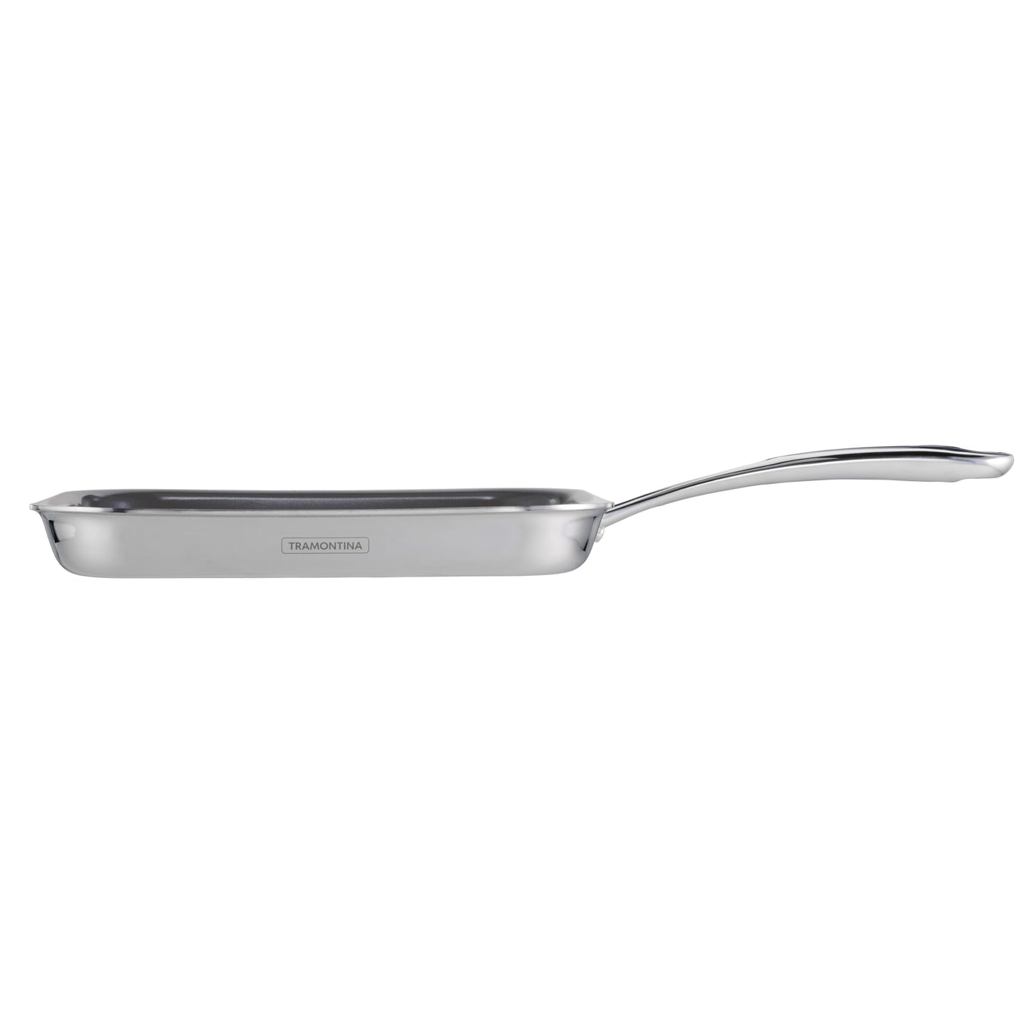 Tramontina Utsava Tri-Ply Clad Stainless Steel 10-Inch Square Grill Pan with Ceramic Non Stick Interior, Induction-Ready
